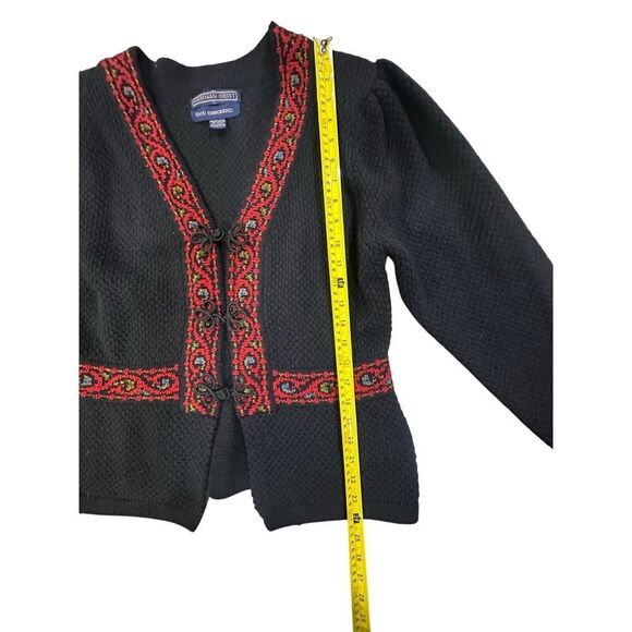 VINTAGE 100% Shetland Wool Hand Embroidered Icelandic Cardigan Women’s SZ Large - Picture 12 of 13